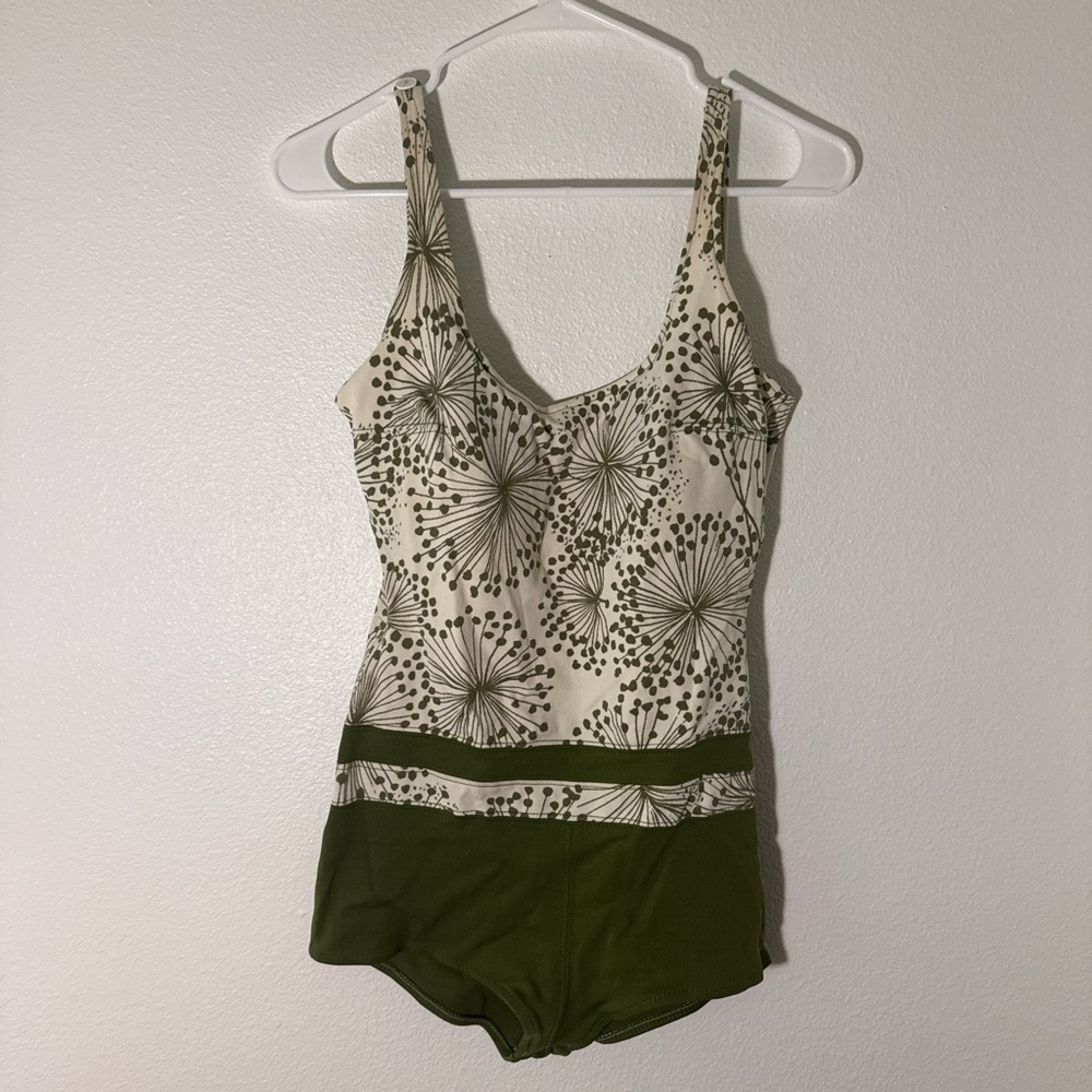 Catalina Green and Cream One Piece Swimsuit